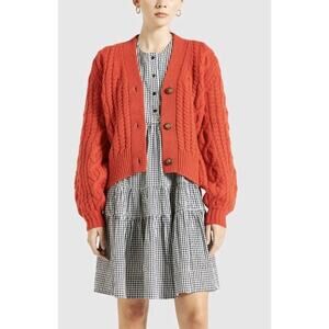 Lee Mathews Stanford Cable Knit Cardigan Size Xs